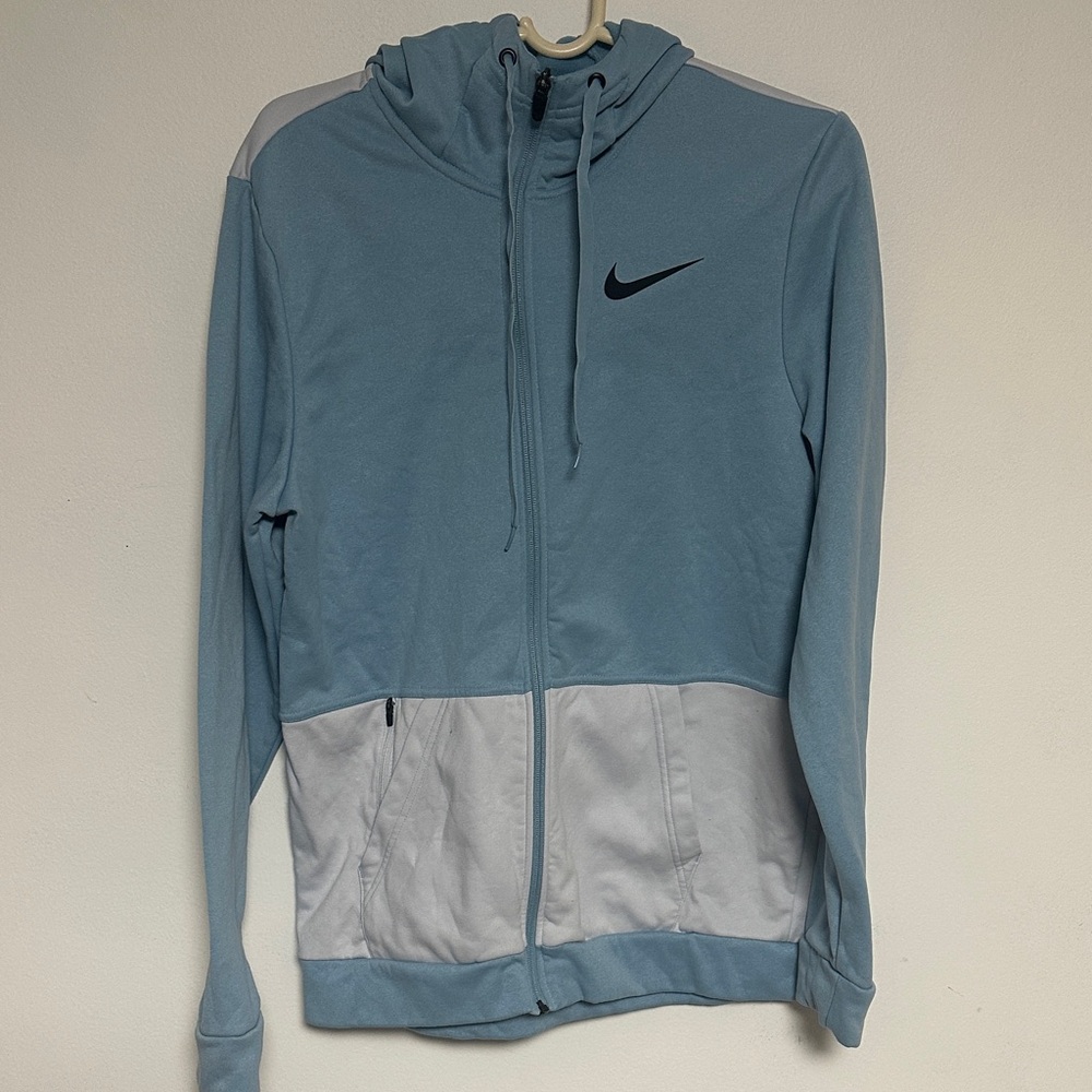 Nike Light Blue and Gray Full-Zip Hoodie